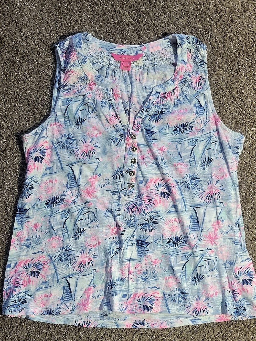 Lilly Pulitzer Essie Tank Top Blue & Pink Size Small